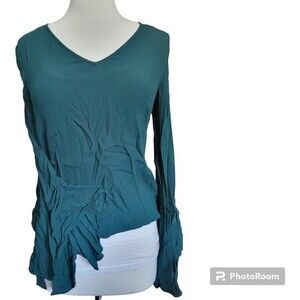 1.STATE GREEN CASCADE - BELL - SLEEVE BLOUSE - S